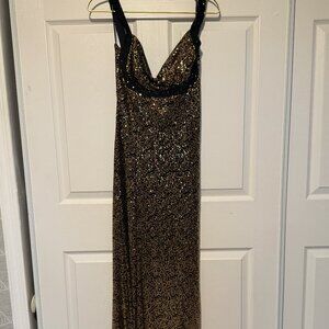 Gold and Black Sequin Gown